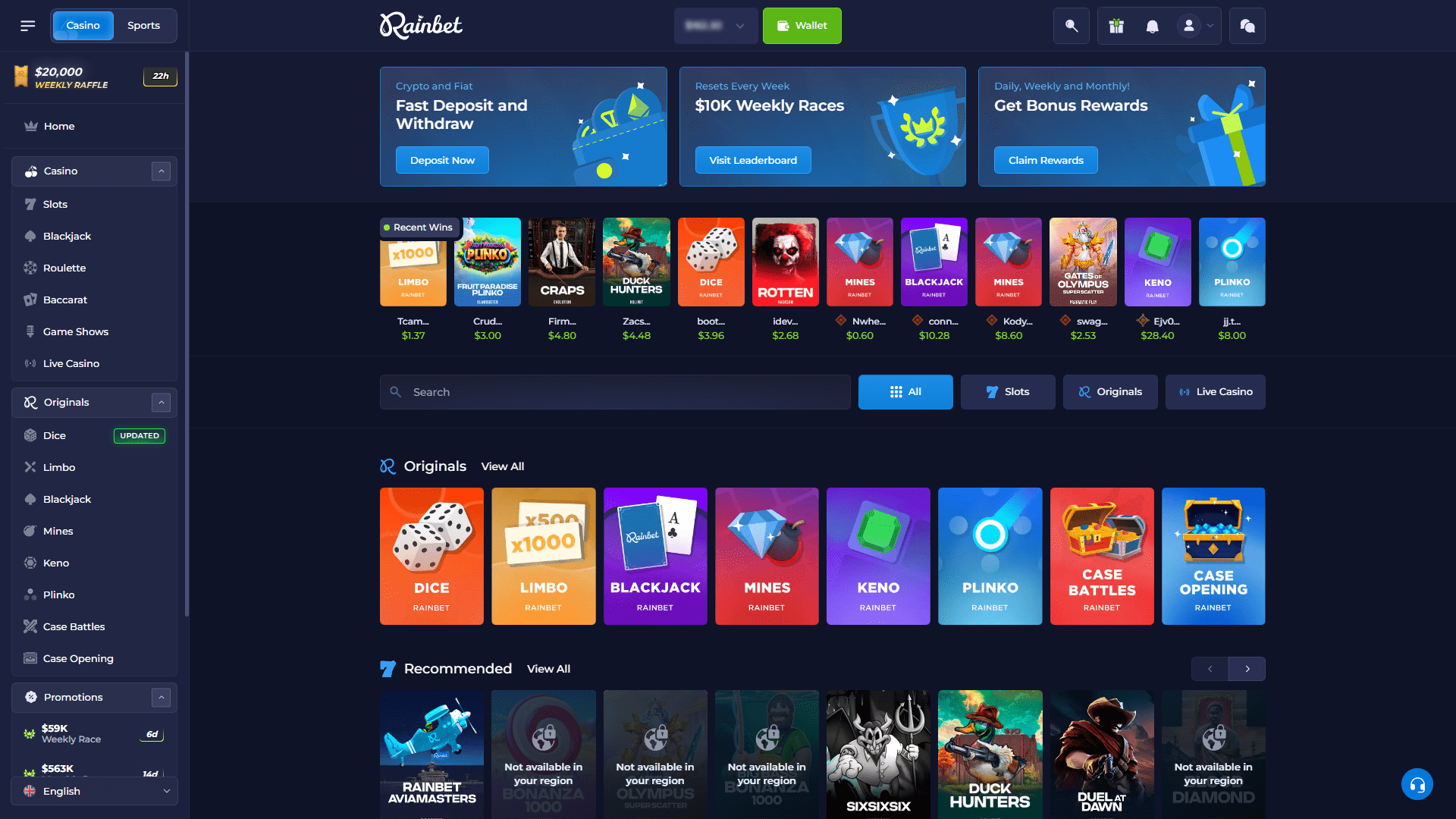 Rainbet Main Page ScreenShot